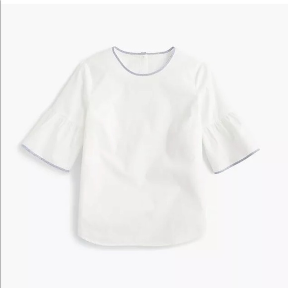 J.Crew White  Button Back Bell Sleeve Top - Picture 2 of 6